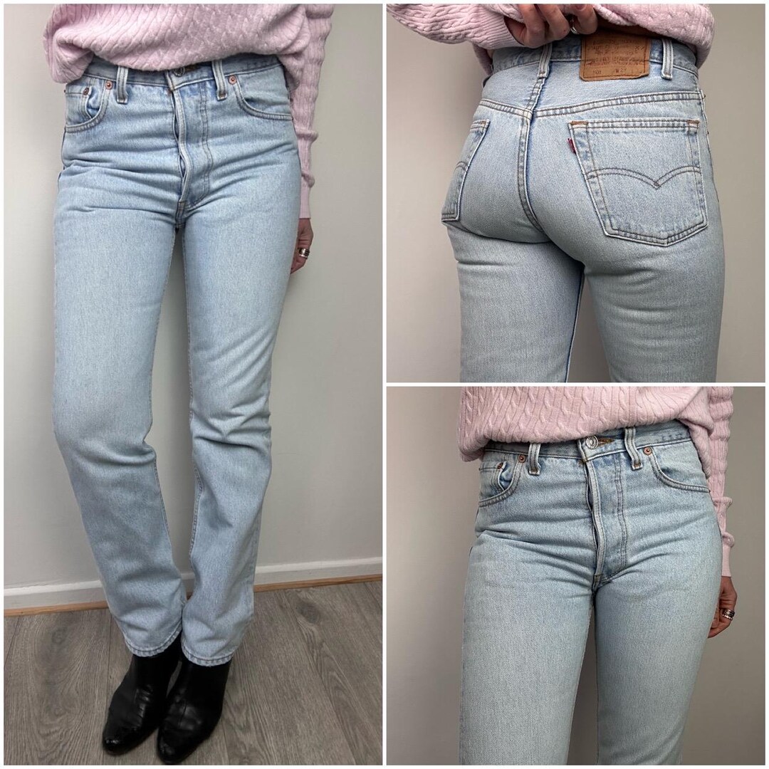 Levis 501 Vintage W26 L29 Jeans 501s Light Blue Stonewash Faded 