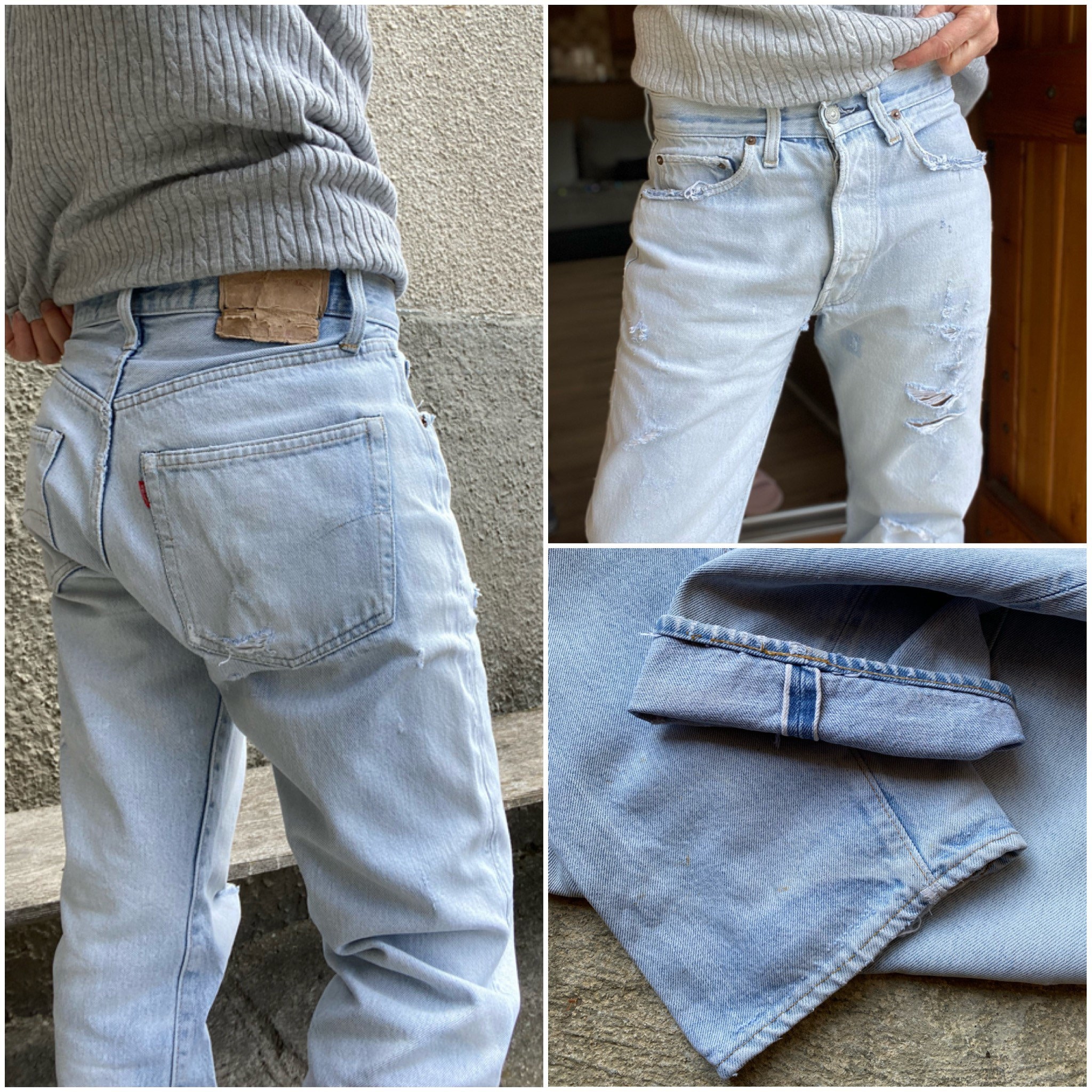Levis 501 Selvedge Redline Vintage W29 L32 Jeans Faded Clear