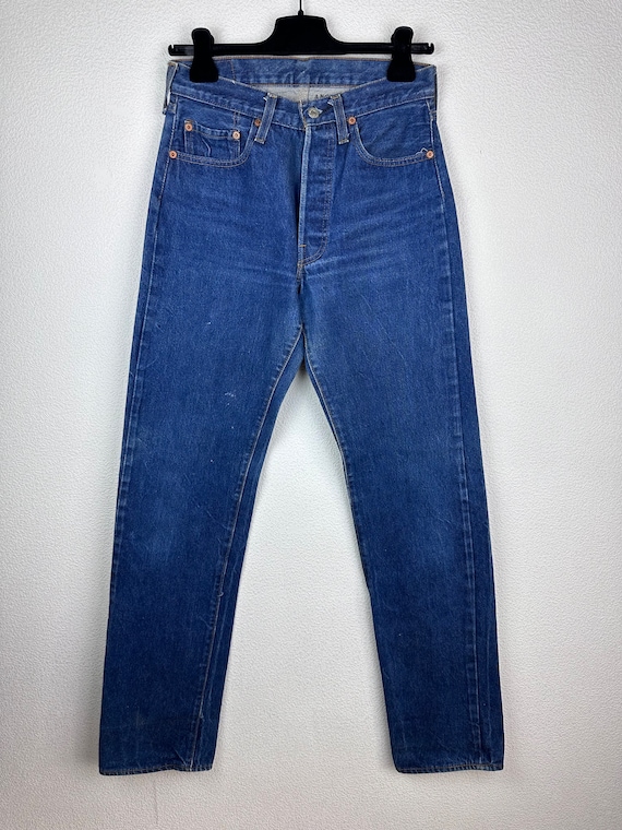 Levis 501 Selvedge Redline W27 L34 Vintage Jeans Dark Blue Raw 80s 