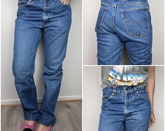 Levi’s 517 vintage w29/30 L31 jeans bleu moyen stonewash délavé 80s bootcut Levis denim USA 1989