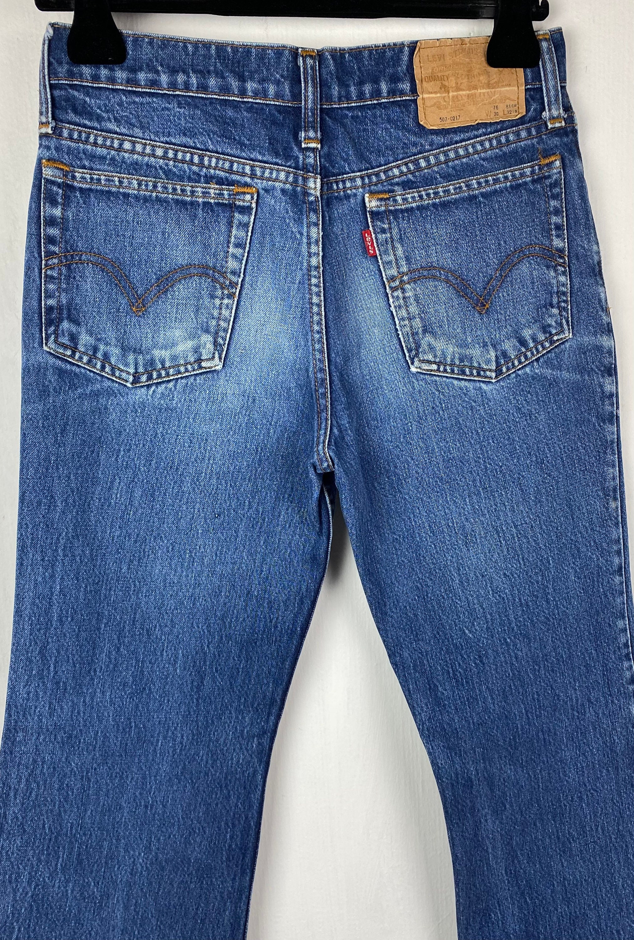 Buy Vintage Levis 507-0217 W25 L29 Flare Jeans 1970s Bell Bottom 