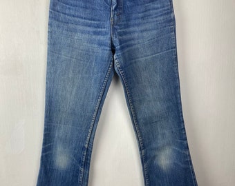 Vintage Levis 746 w23 L31 flares jeans 70s orange tab bootcut bleu délavé 1975 Scovill 1975