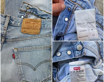 Levi's 501 Vintage W30 L34 Jeans 501s Blue Stonewash Faded 90s