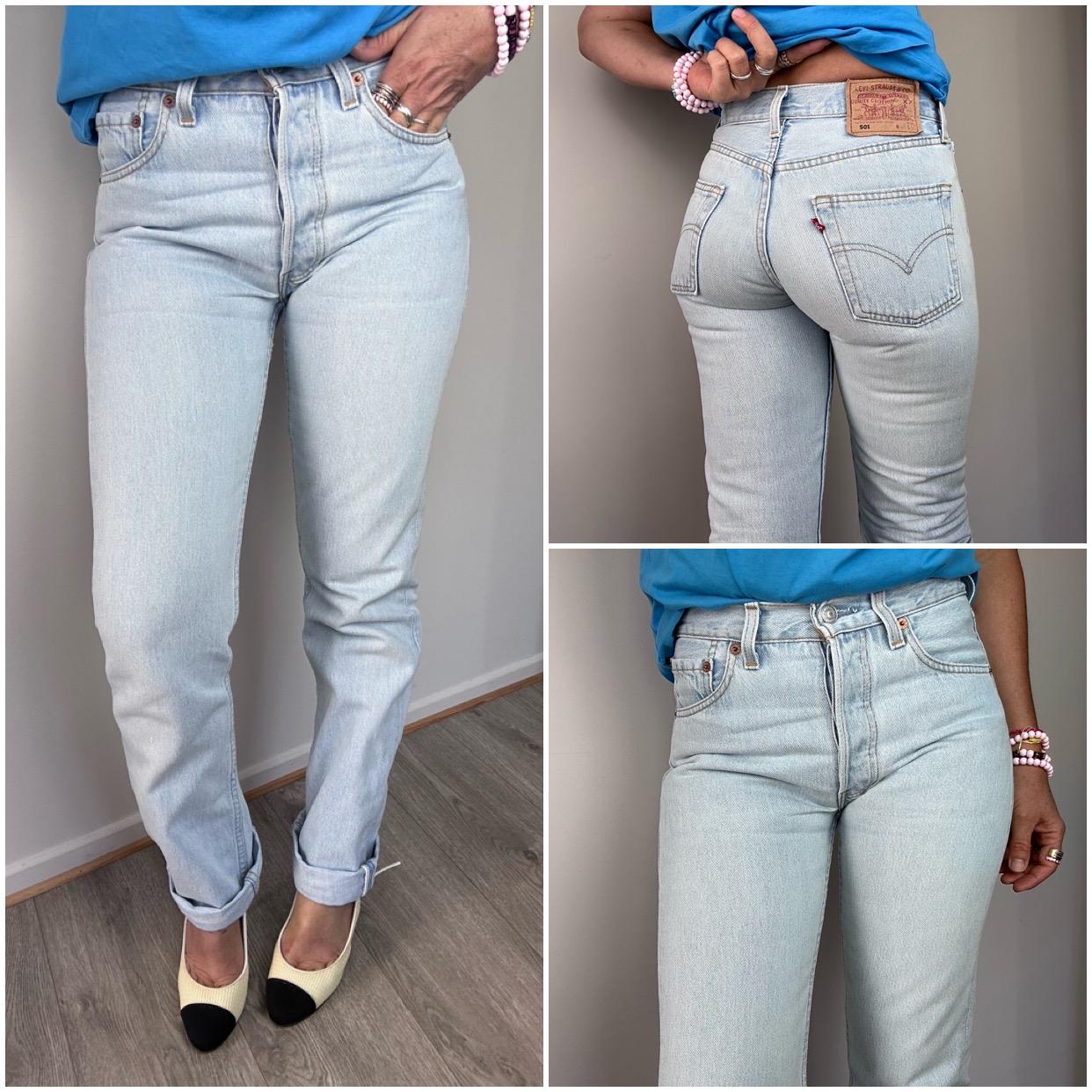 Levis 501 Vintage W26 L34 Jeans 501s Light Blue Stonewash Faded