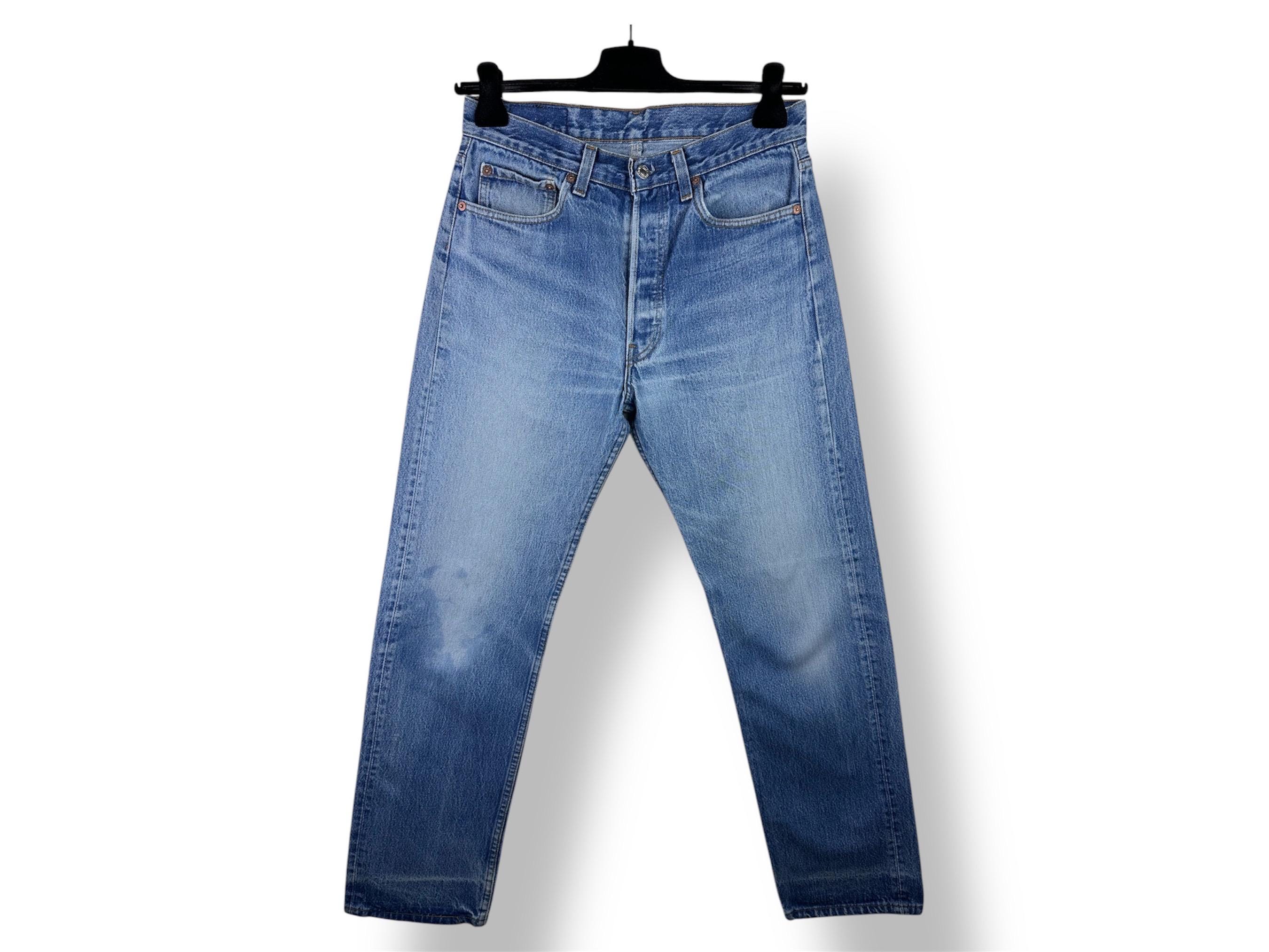 80s “Levis 501” W30L32 chemical washed denim pants made in