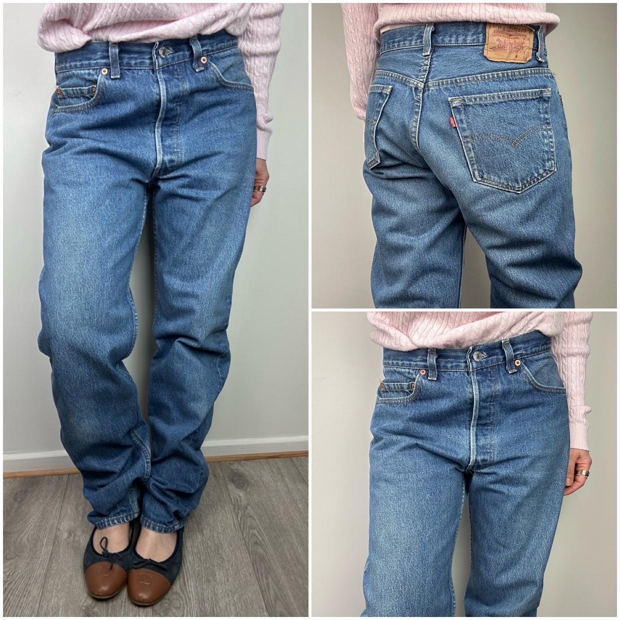 Levis 501xx Vintage W31 L33 Jeans 501s Medium Blue Stonewashed