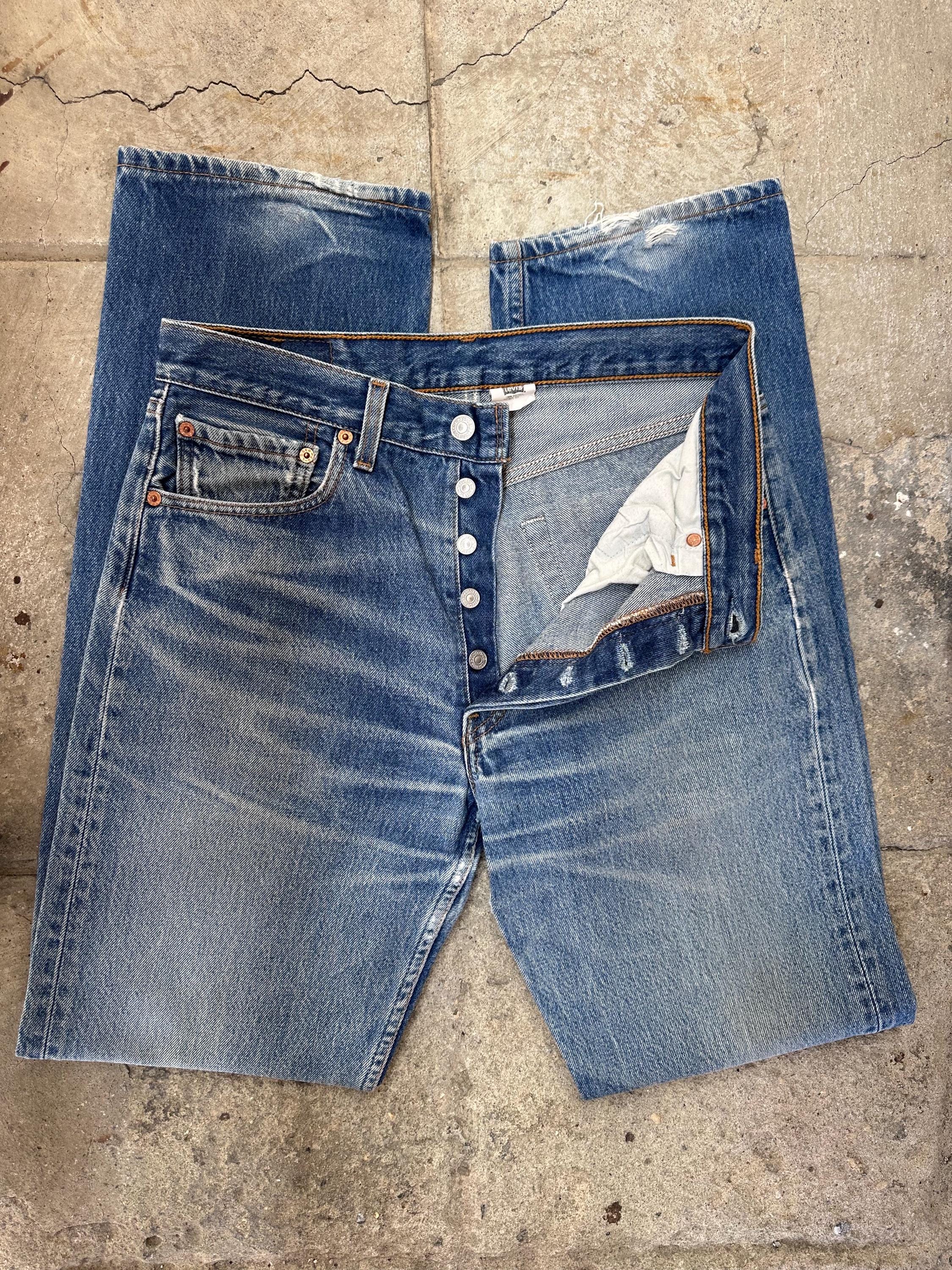 Levi's 501 Vintage W30 L34 Dark Blue Stonewashed Straight Leg