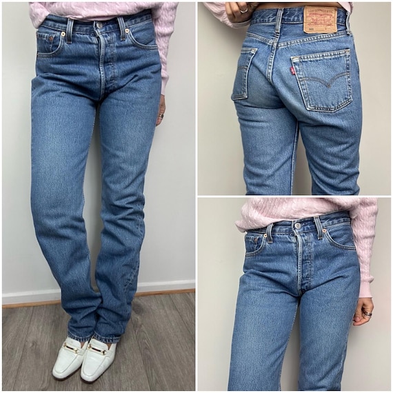 Levi's 501 Vintage W27 L34 Jeans, 501s Medium Blue Stonewash Faded