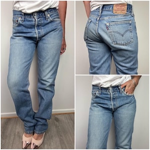 Levi&#39;s 501 vintage w28 L34 jeans 501s stonewash blue washed Levis straight leg buttonfly regular fit UK 2000
