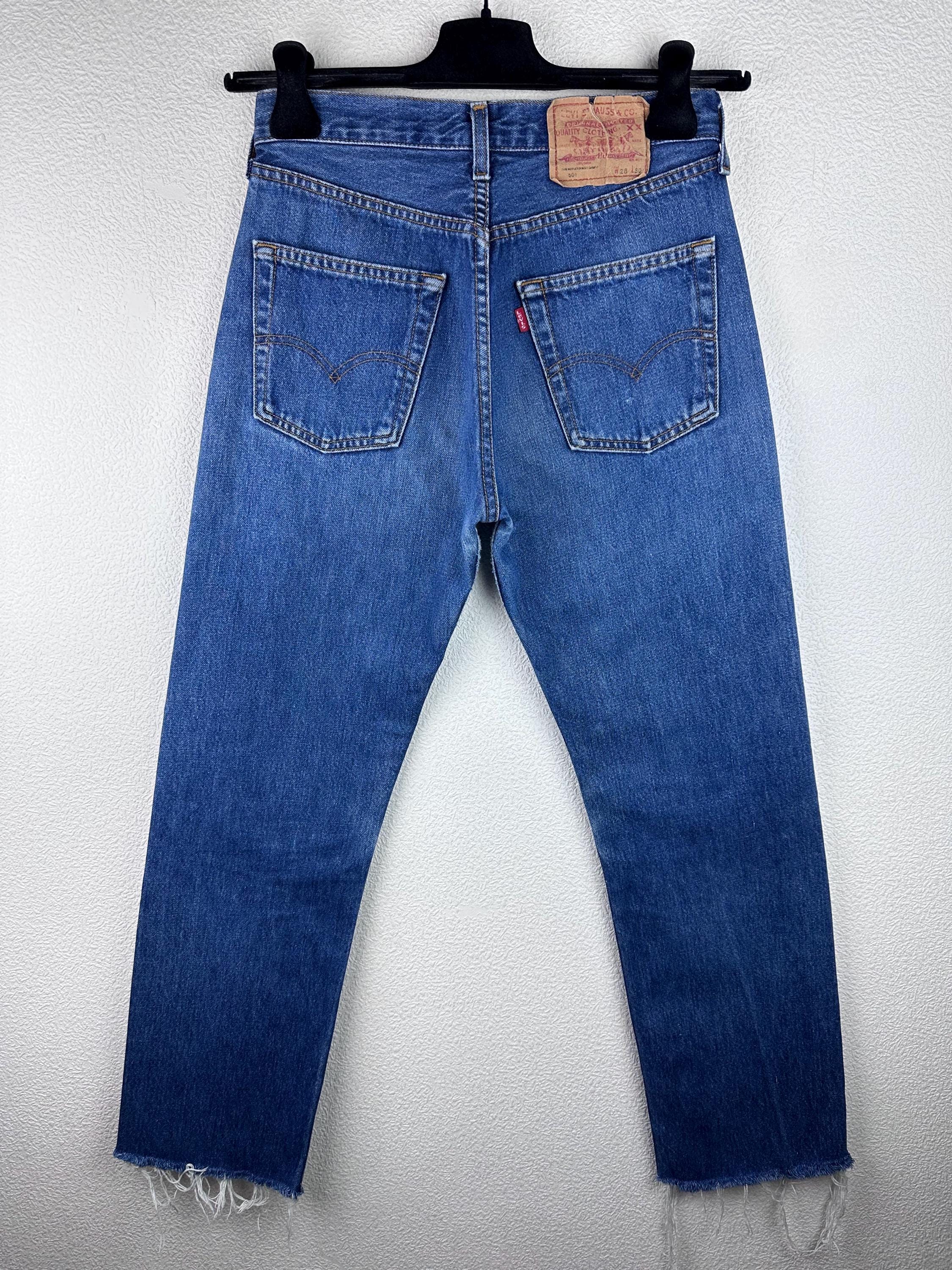 Levi's 501 Vintage W26 L28 Jeans, Dark Blue Stonewashed 90s Levi's