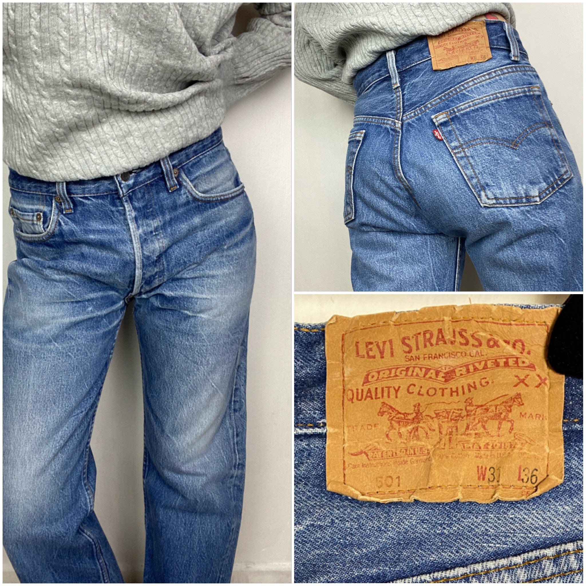 Levis 501 Vintage W28 Dark Raw Blue 80s - Etsy