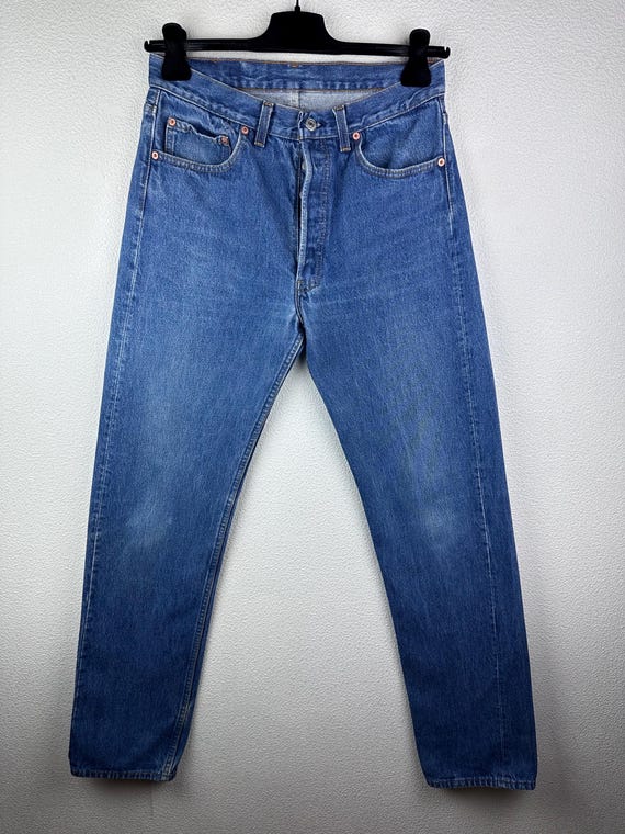 Levi's 501 Vintage W30 L34 Jeans 501s Dark Blue Stonewash Faded