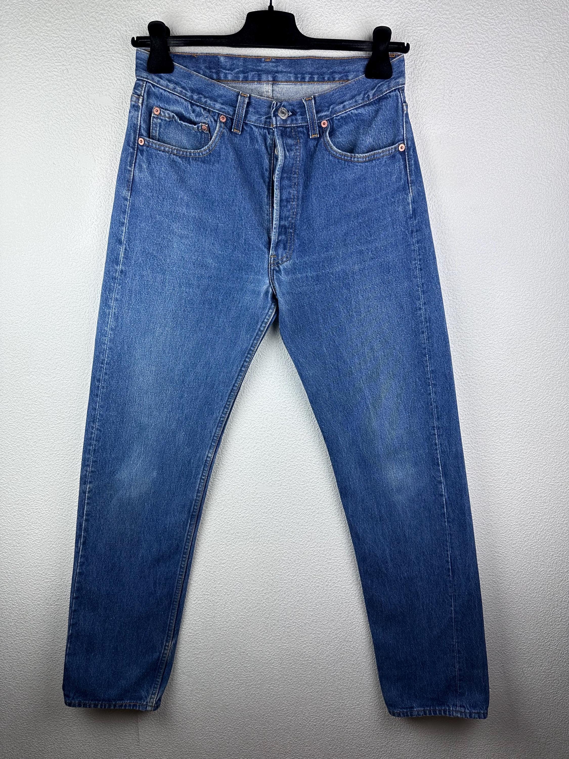 Levi's 501 Vintage W30 L34 Jeans 501s Dark Blue Stonewash Faded