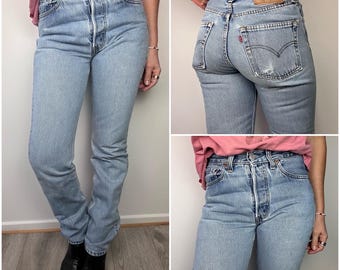 Levi's 501 Student Jeans W25 L32 Vintage Black Washed 90s Straight
