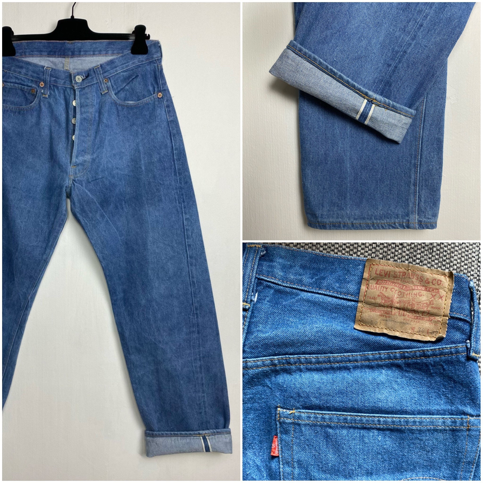 Levis 501 Selvedge Redline Vintage W32 L29 Blue 70s/80s - Etsy