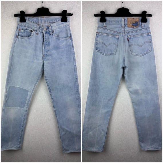 Levis 501 Jeans W24 L29 Vintage 501s Light Blue Stonewash