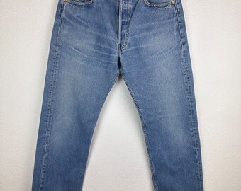 Levis 501 jeans w31 L34 vintage 501s bleu stonewash délavé 90s Levi’s denim straight leg buttonfly