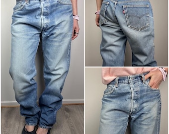 Levis 501 vintage w31 L31 jeans 501s blue stonewash faded 90s Levi's denim straight leg buttonfly regular fit USA 1990