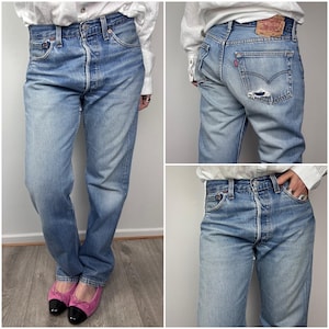 Levi's 501 vintage w30 L30 blue stonewash jeans 90s Levis denim straight leg buttonfly regular fit UK 1999