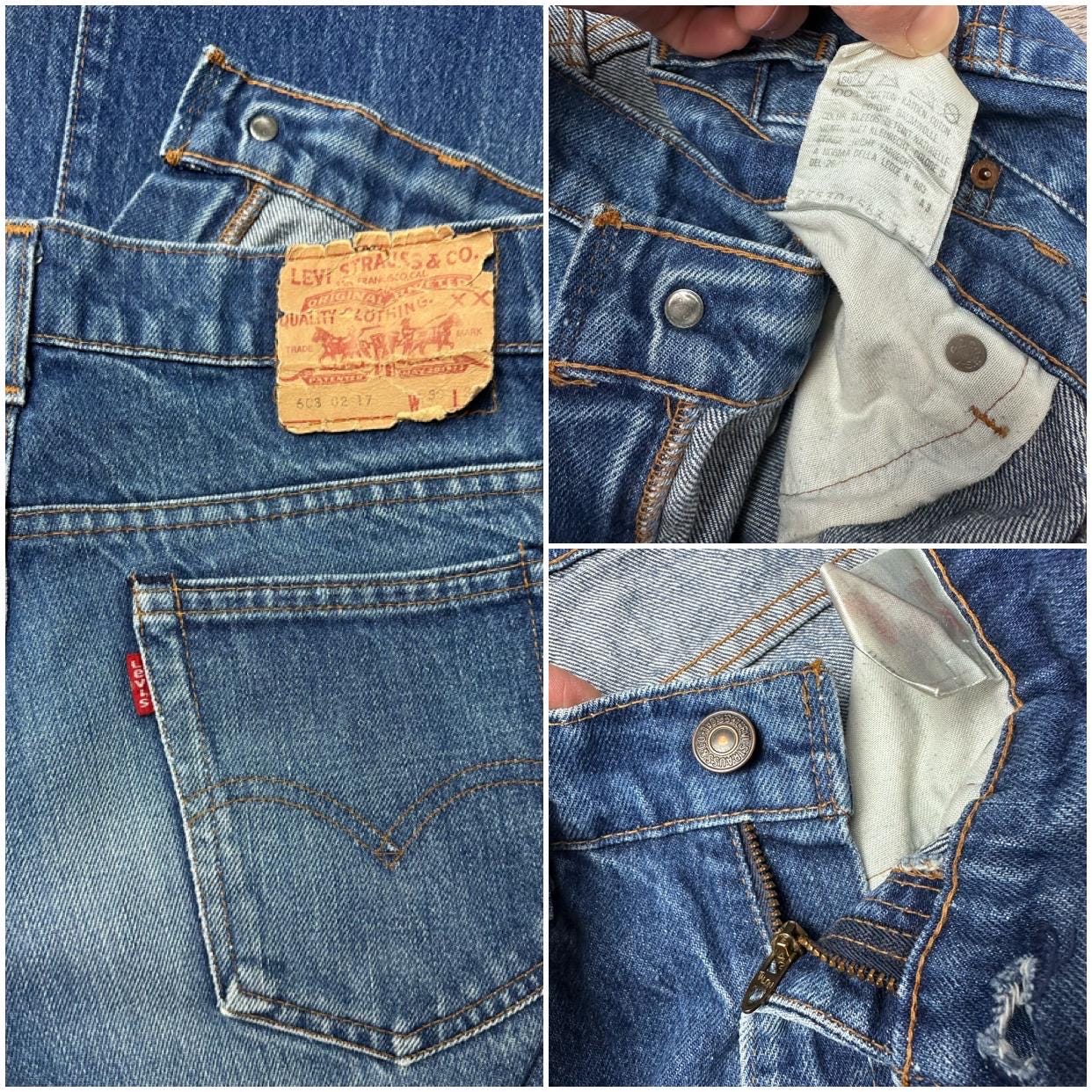 Levi's 603-0217 Vintage W26 L35 Dark Blue Stonewash Jeans 80s