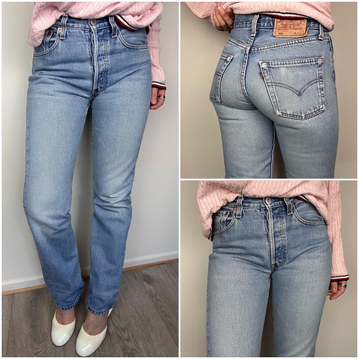 Levis 501 jeans w25 L31 vintage 501s stonewash blue Levi’s denim straight leg buttonfly regular fit