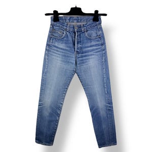 Vintage Levi’s 801 w24 L28 dark blue jeans raw washed 80s button fly Levis denim France