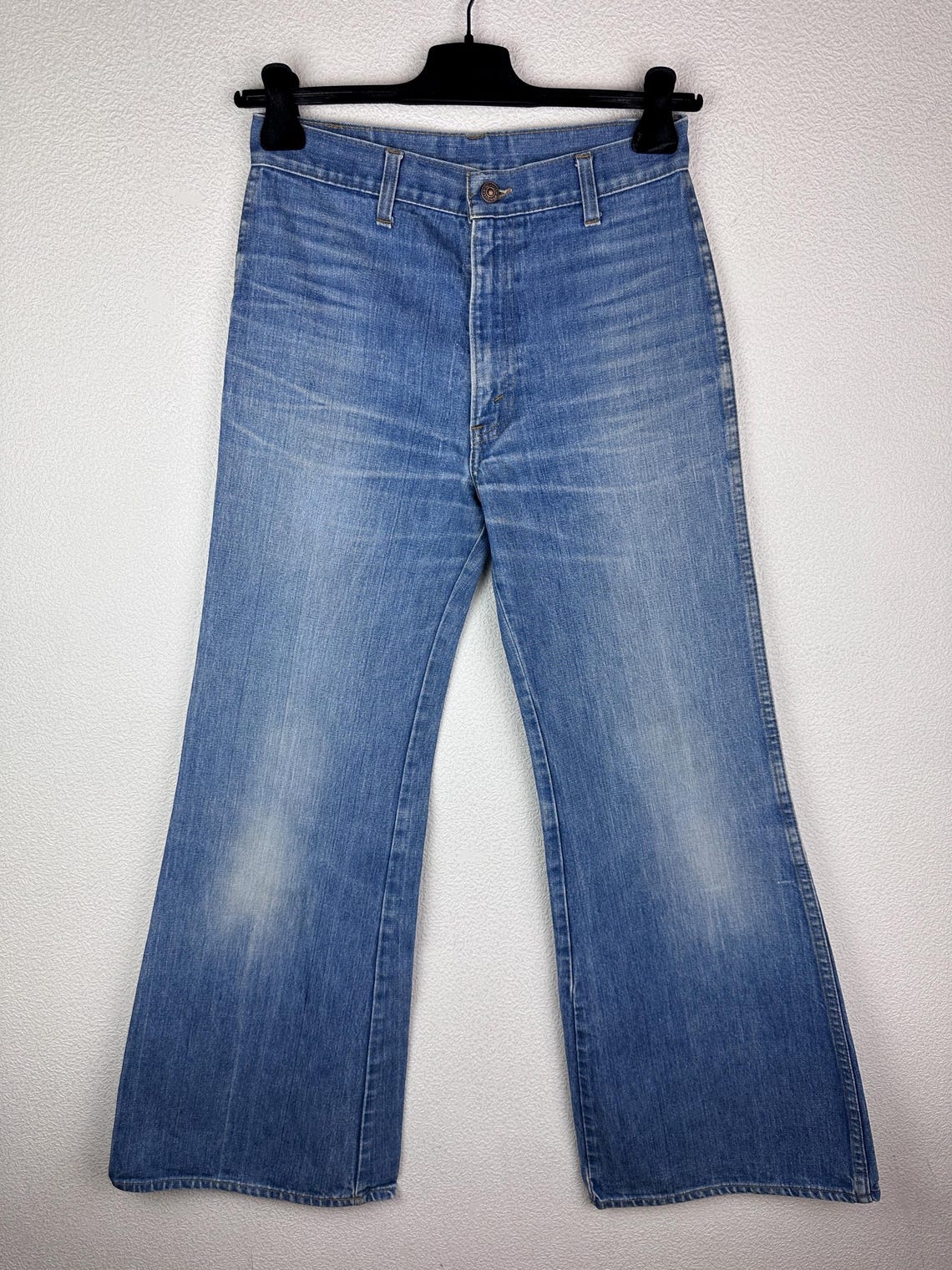 Levis 537 vintage w28 L32 Bush Jeans flared jeans bleu délavé fin 60s/1971 big E white tab bell bottom bootcut, foto 2 di 5