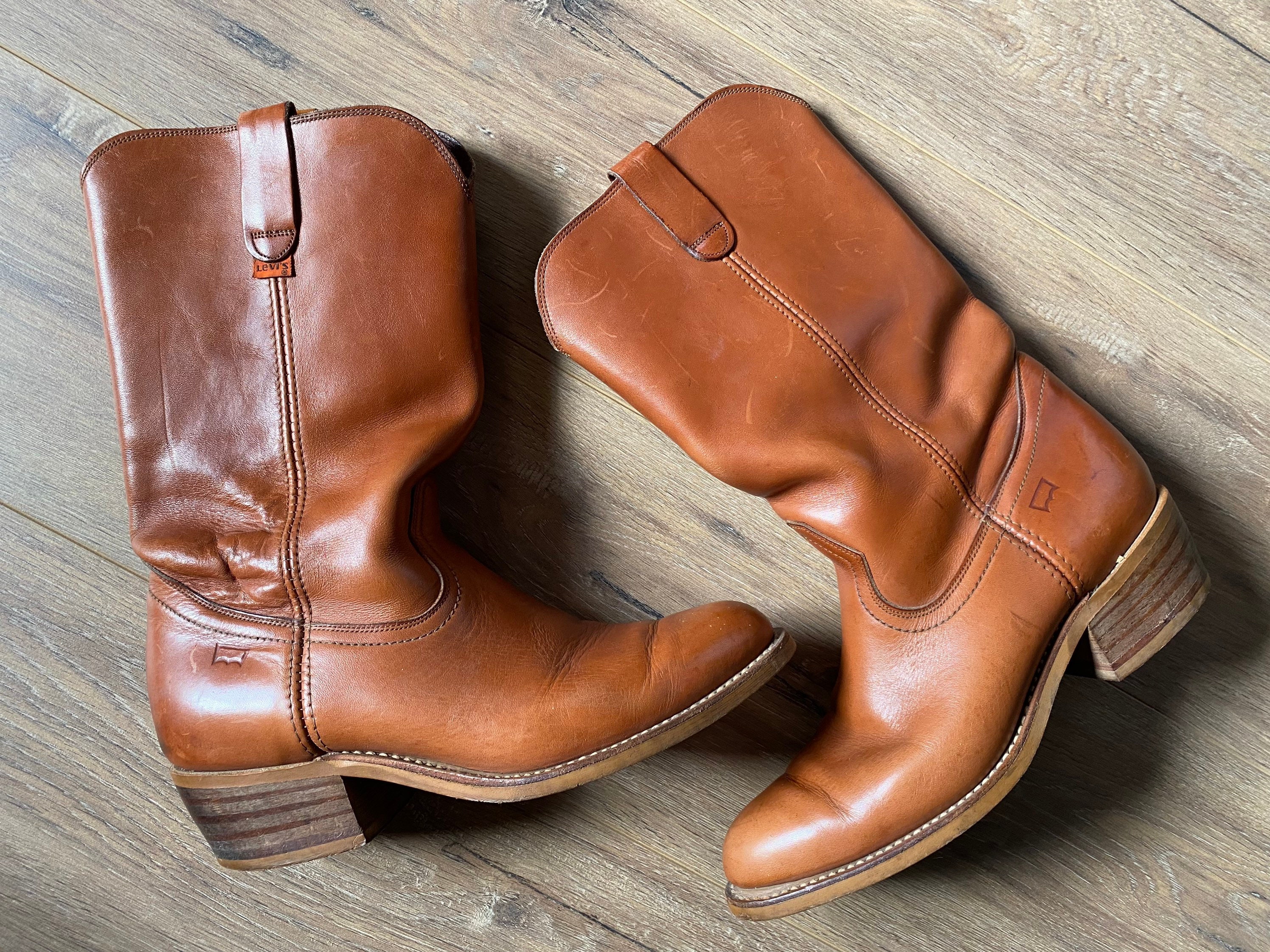 Vintage Levis US 9 bottes cuir style santiags western cognac - Etsy Canada