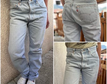 Levis 501xx Vintage W30 L31 Jeans Light Blue Stonewash Faded Late
