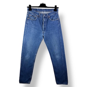 Levi’s 501 vintage w30 L34 jeans 501s dark blue stonewash faded 90s Levis straight leg buttonfly regular fit USA 1992