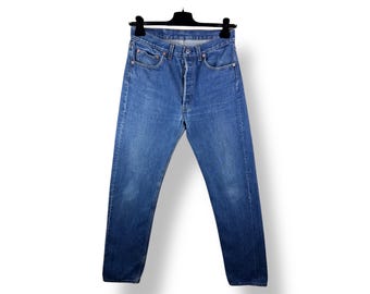 Levi's 501 Vintage W30 L34 Jeans 501s Dark Blue Stonewash Faded