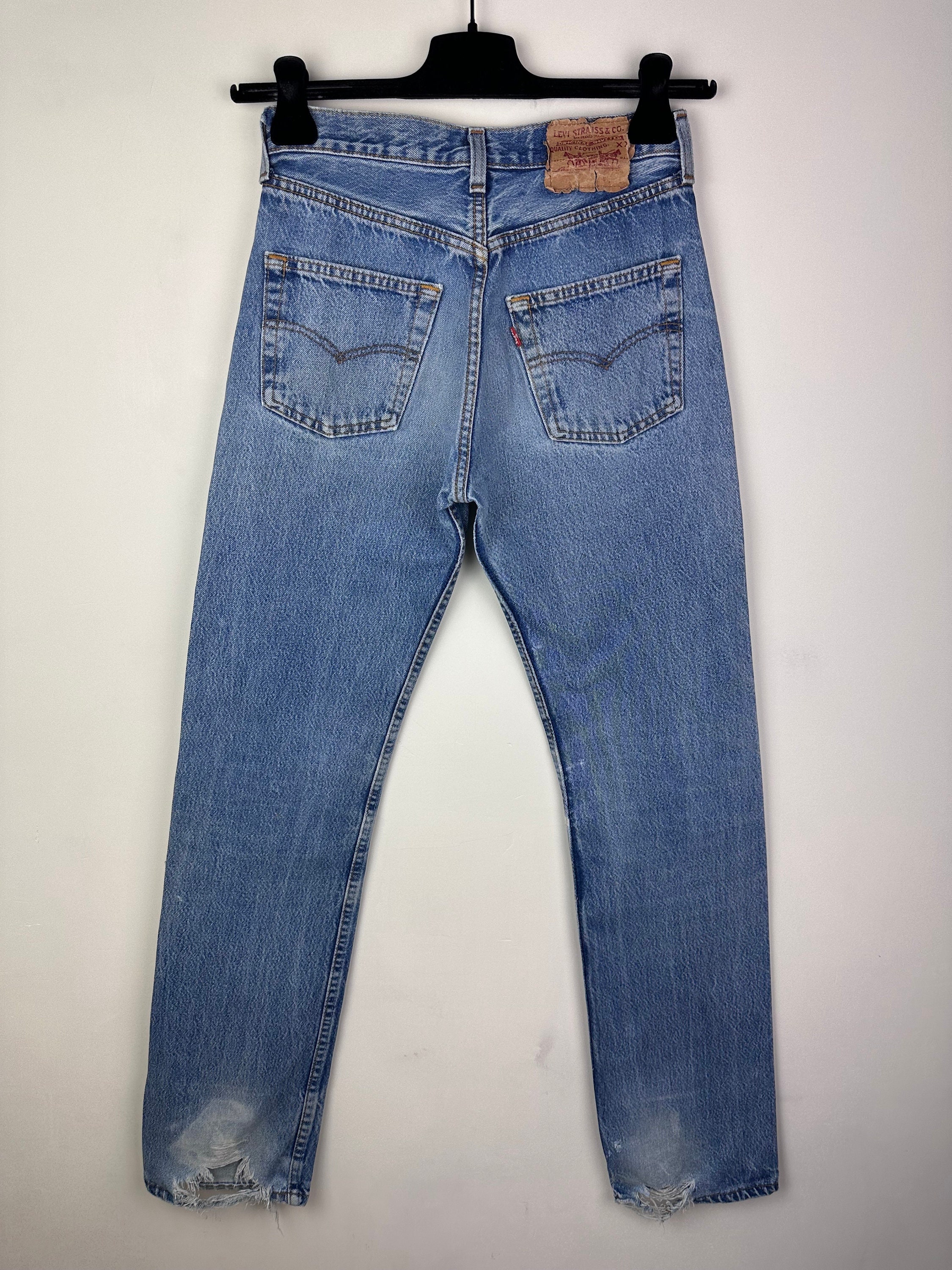 Levis 501 Jeans W26/27 L34 Vintage Blue Stonewash verblasst 80er 