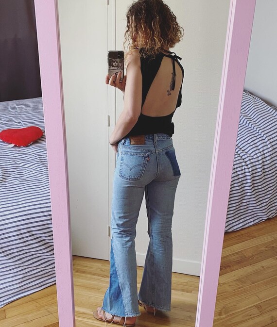 Vintage Levis 501 W26 Flares Custom Faded Blue | Etsy India