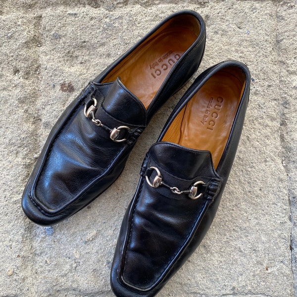Gucci vintage loafers black leather moccasins