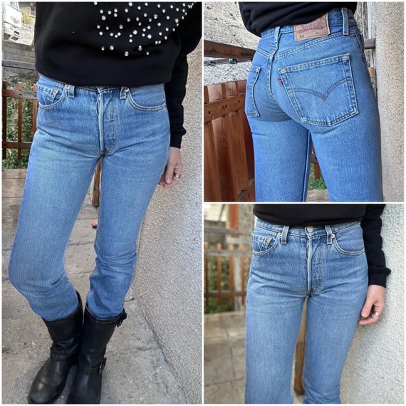 Levis 501 Jeans W24 L32 Vintage 501s Medium Blue Stonewash 90s