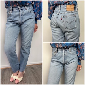 Levi&#39;s 501 vintage w28 L28 For Women jeans 501s blue stonewash faded 90s Levis straight leg buttonfly Mexico 1999