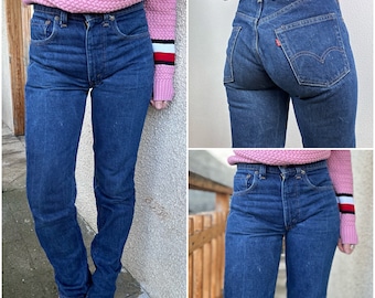 Levis 505 vintage w26 L33 jeans bleu foncé brut indigo 70s straight leg Levi’s denim USA 1979