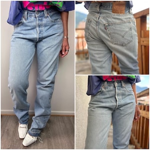 Levi&#39;s 501 vintage w29 L33 For Women blue stonewash jeans 90s straight leg buttonfly regular fit Levis denim USA 1995