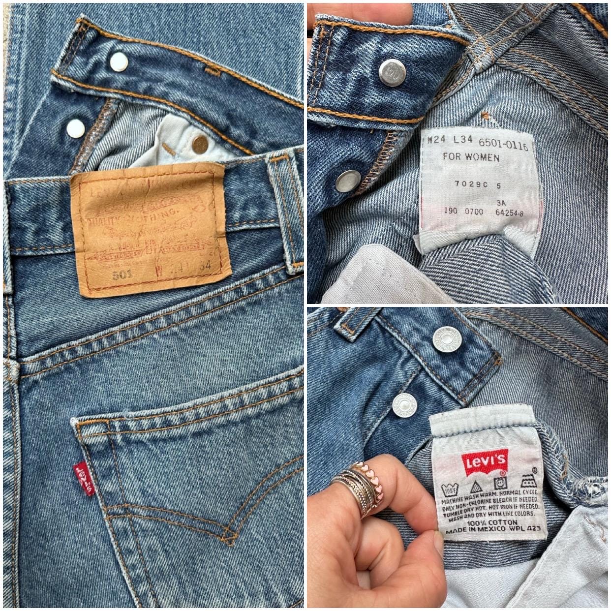Levis 501 Vintage W22 L33 for Women Medium Blue Stonewash