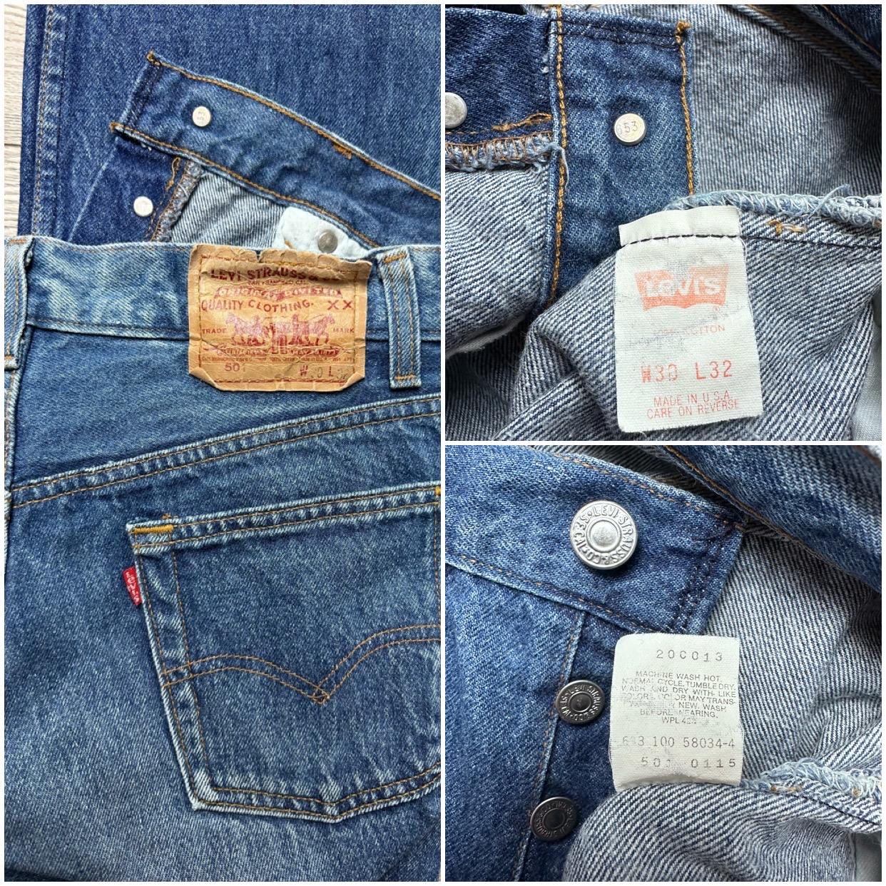 Levis 501 Vintage W27 L32 Jeans 501s Dark Blue Stonewash