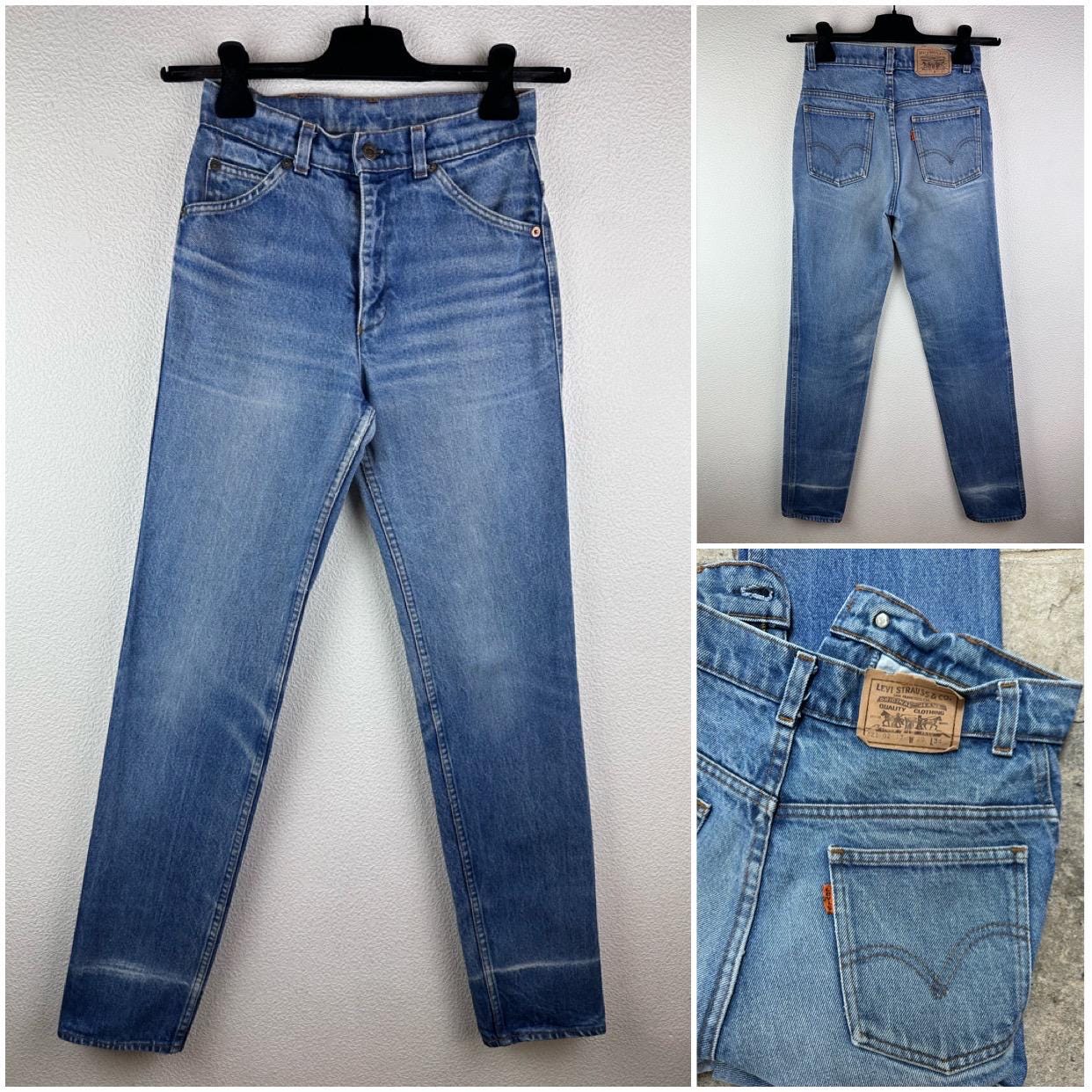 Levi's 821 Vintage W24 L33 Stonewash Blue Jeans Faded 80s Orange