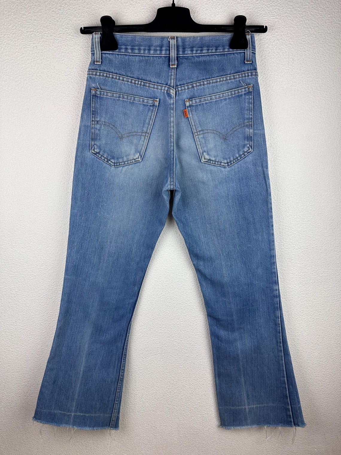 Levis 746 vintage w25 L29 jeans bleu 70s orange tab bootcut évasé USA 1977 button 9, foto 3 di 5