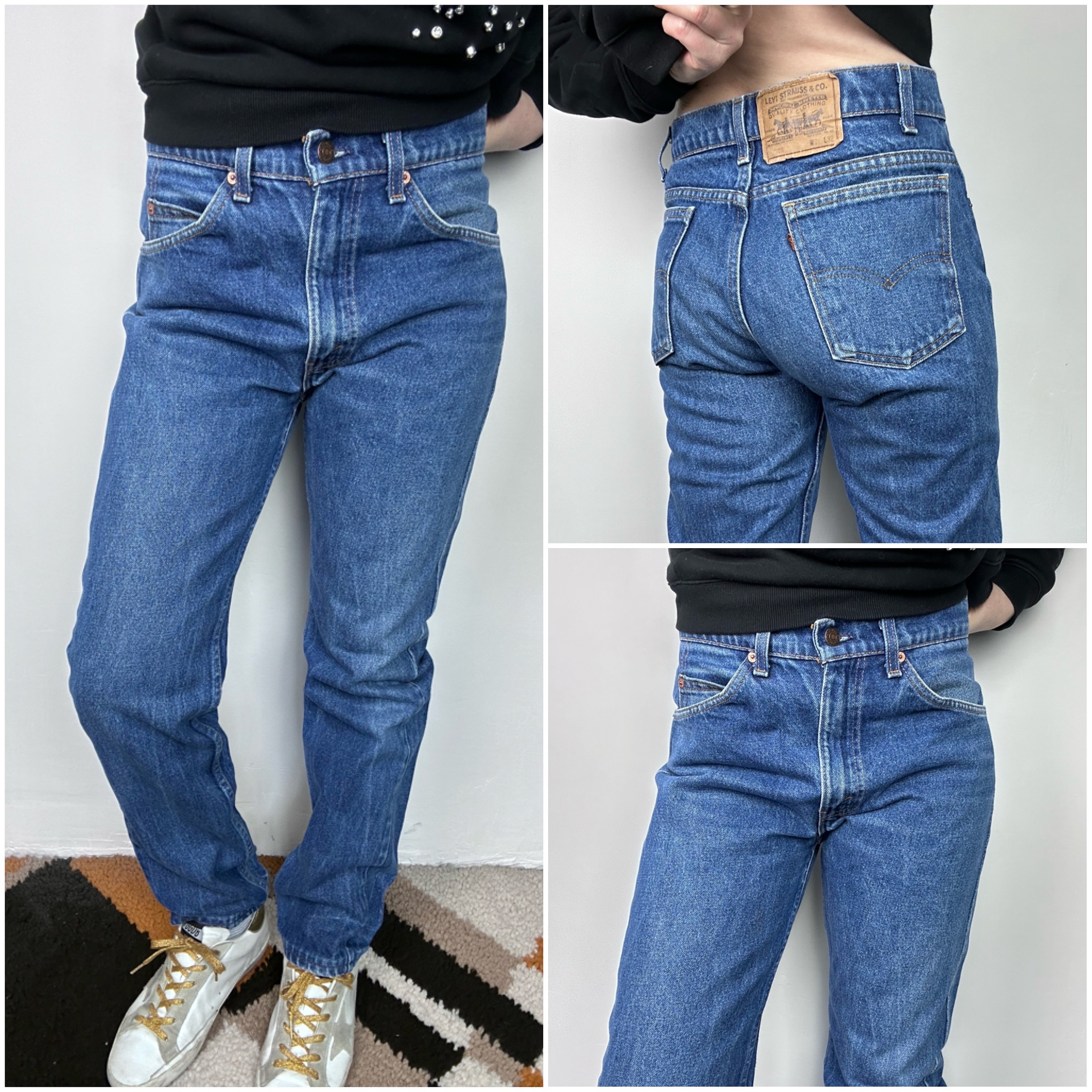 Vintage Levis 505 w28 L30 jeans bleu fonce brut delave 80s 90s orange tab Levis denim straight leg USA Etsy France