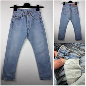 Levis 501 vintage w24 L29 stonewash blue jeans 90s straight leg buttonfly Levi’s denim