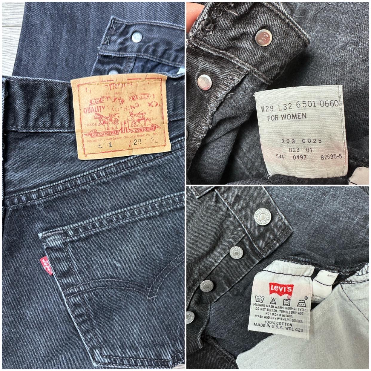 Levis 501 Vintage W27 L32 for Women Washed Black Jeans 90s 