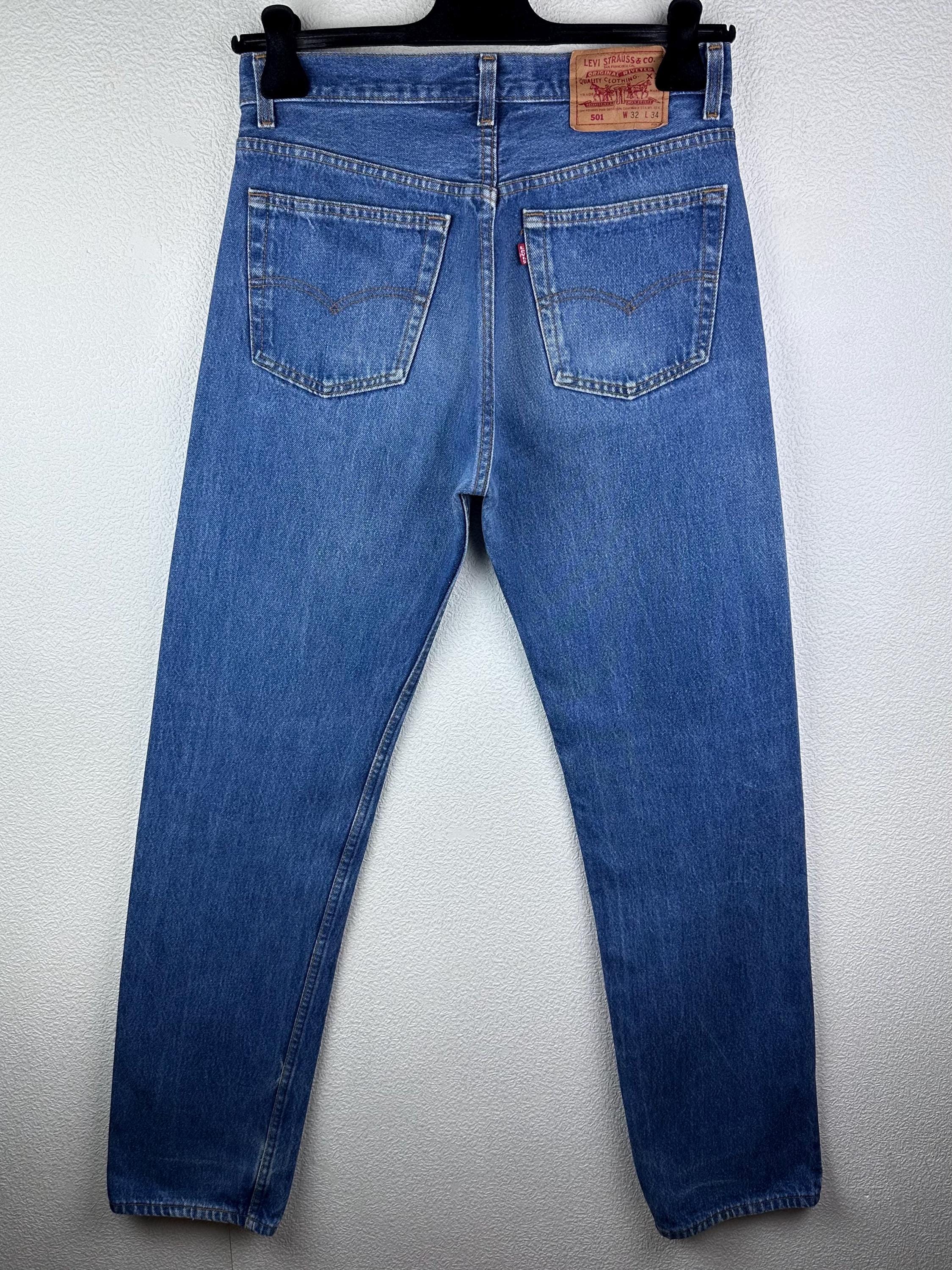 Levi's 501 Vintage W30 L34 Jeans 501s Dark Blue Stonewash Faded