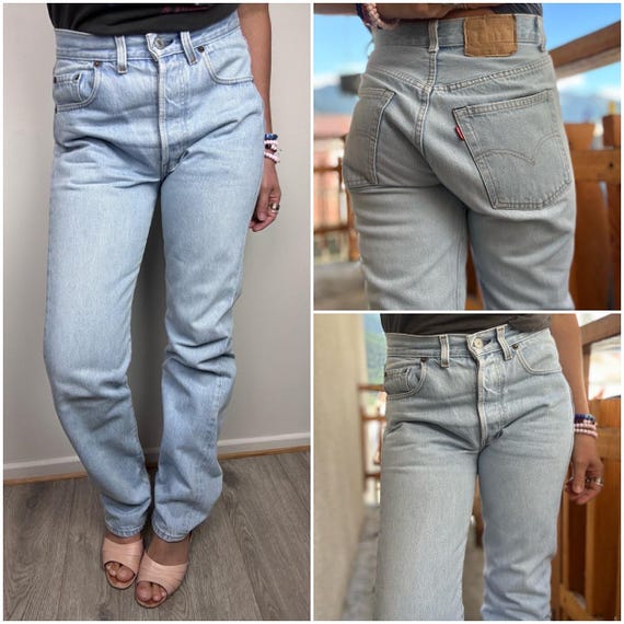 Levis 501 Vintage W28 L32 Light Blue Stonewash Jeans 80s Levi