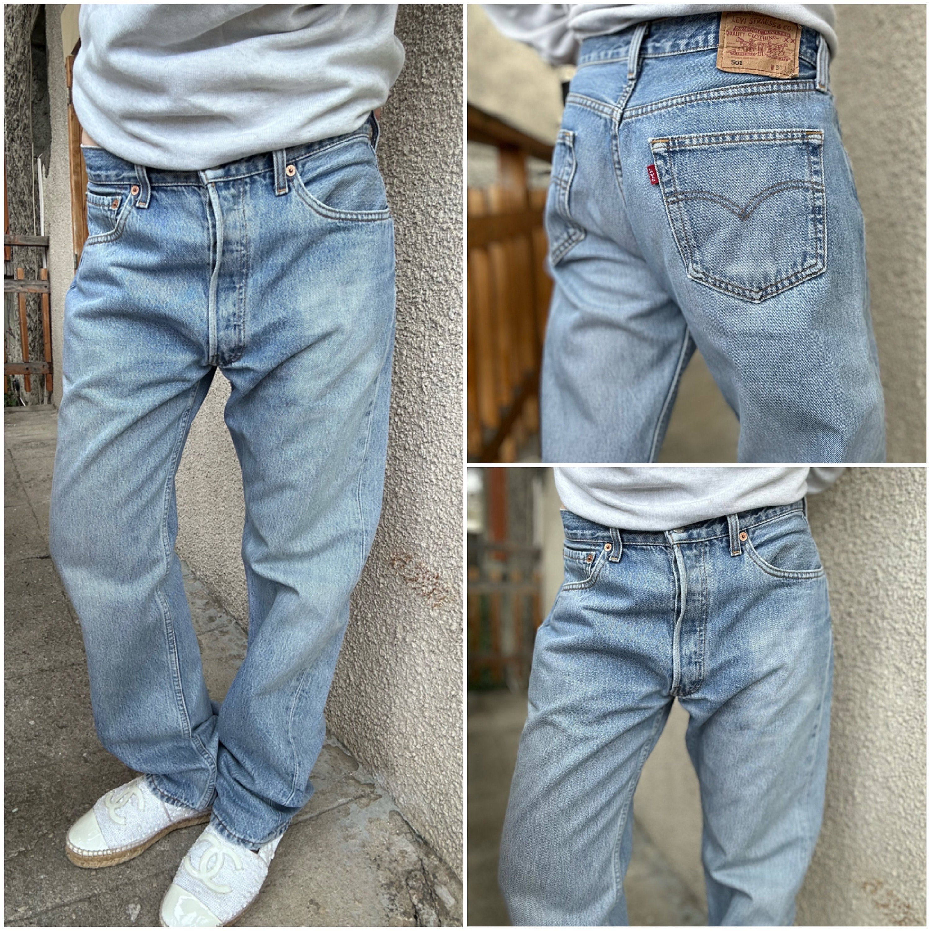 Levis 501 Jeans W31 L32 Vintage 501s Stonewash Blue Washed