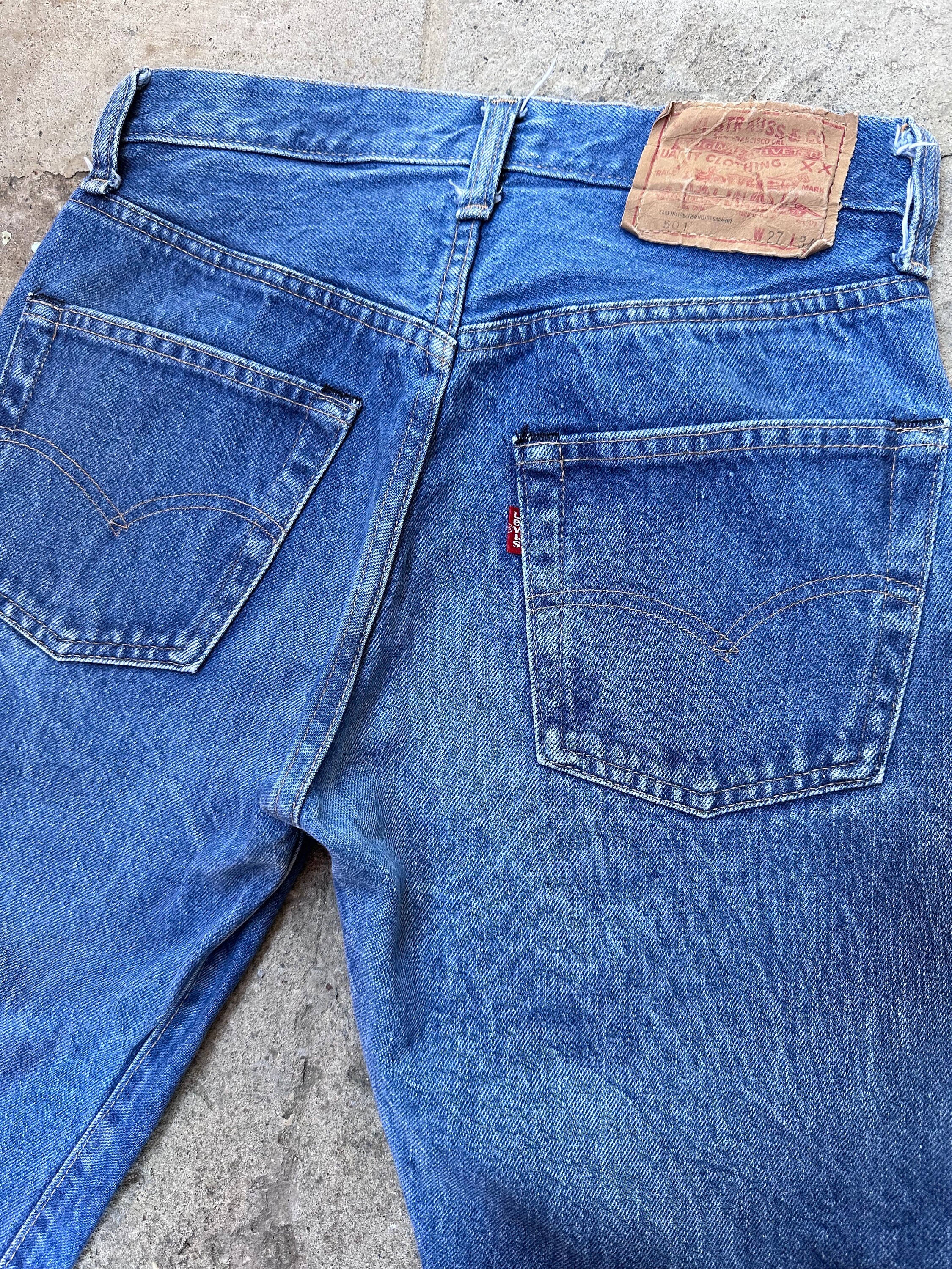 Levis 501 Selvedge Redline W24 L31 Vintage Jeans Dark Blue Levis 501 Selvedge Redline W24 L31 Vintage Jeans Dark Blue