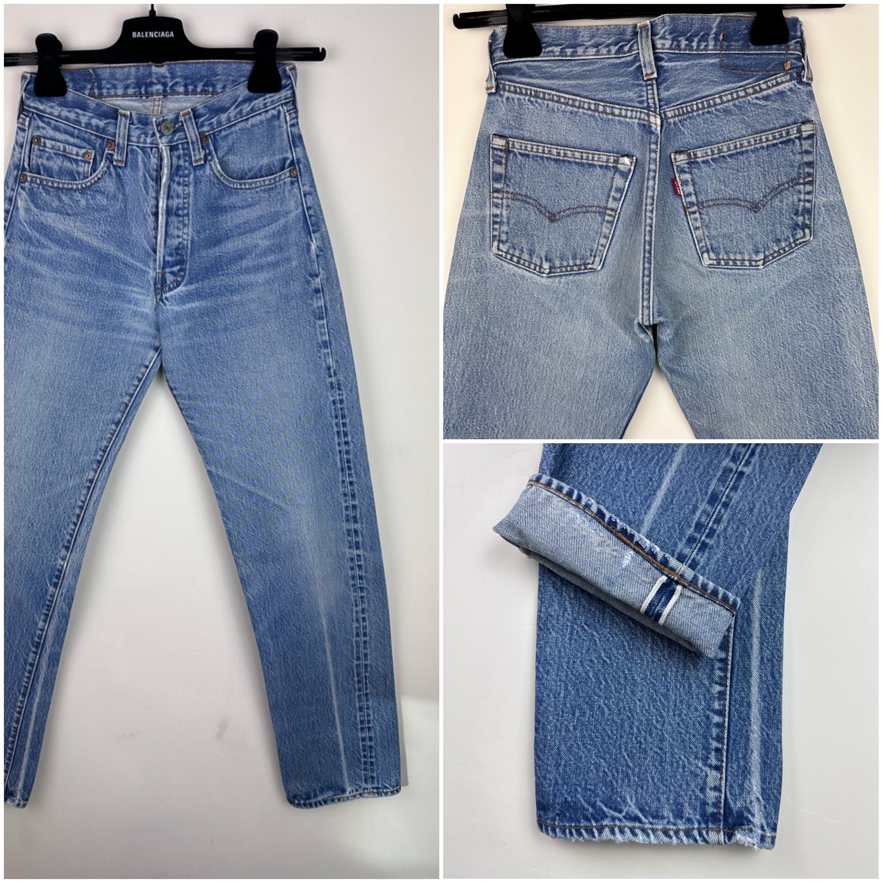 Levis 501 Selvedge Redline W24 L32 Stonewash Blue Jeans Faded 80s